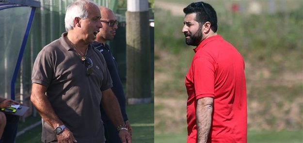 I due tecnici pronti al faccia a faccia: a sinistra Dolente (Ladispoli), a destra Marini (Accademia Calcio Roma)