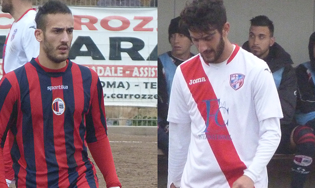 A sinistra Nicolò Rocchi autore del pareggio per il Ladispoli, a destra Nanni (SFF) ©Gazzetta Regionale