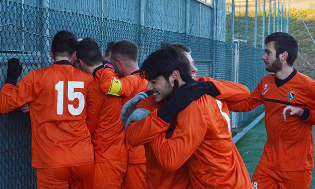Esultanza dell&apos;Accademia dopo il gol del 3-1 contro il Civitavecchia Foto ©Lori