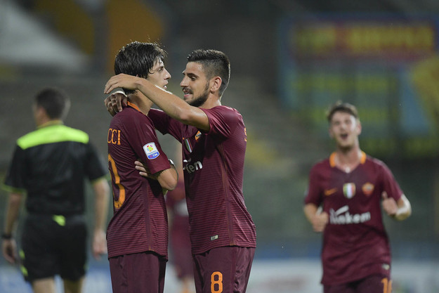 Antonucci e Spinozzi dopo il 4-0 (foto asroma.com)