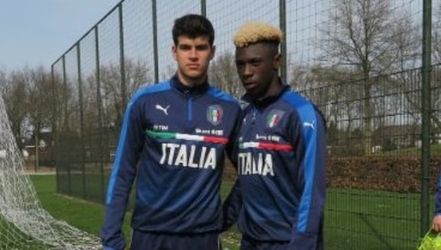 Pietro Pellegri e Moise Kean durante un raduno della Nazionale