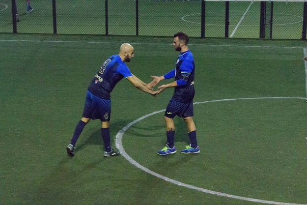 Valerio Sartini dopo uno dei suoi 3 gol