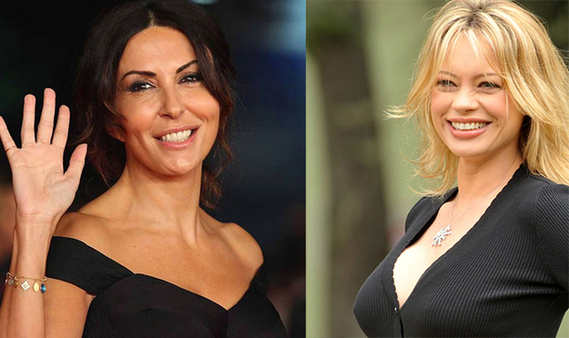 A sinistra Sabrina Ferilli (romanista) a destra Anna Falchi (laziale)
