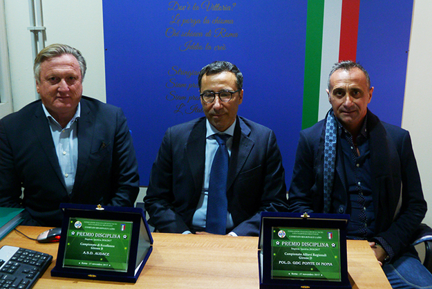 Da sinistra: Mastropietro, presidente Audace - Monnanni, presidente Asilo Savoia - Gaglio Presidente Ponte di Nona ©GazReg