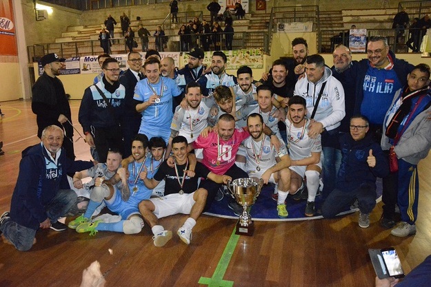 La United Aprilia vince la Coppa Lazio di C1. Cisterna battuto in finale al Palasabina (Foto Gazzetta Regionale)
